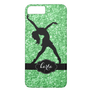 Modern Grönt Glitter & Black Dancer Silhouette