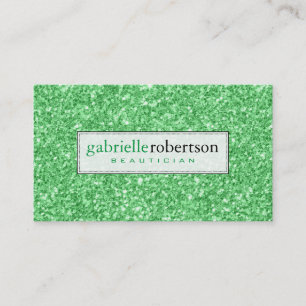Modern Grönt Glitter Struktur Print Beautician Visitkort