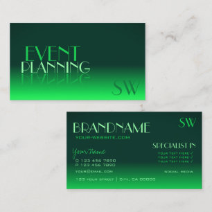Modern Grönt Gradient Spegel - klassiskt monogram Visitkort