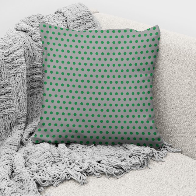Modern Grönt Grått Polka dots Mönster Kudde (Skapare uppladdad)