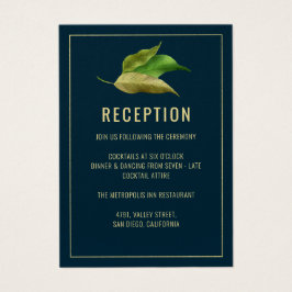 Modern Grönt Guld Lövs bröllopskort för bröllopsmo Visitkort