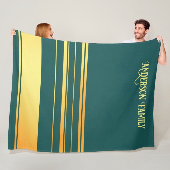 Modern Grönt Guld Luxury Linen Struktur Collection Fleecefilt (På plats)