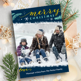 Modern Grönt Guld-skript Enkel julmagnetskrift