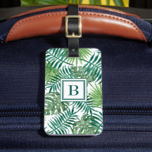 Modern Grönt Handflatan Löv Monogrammed