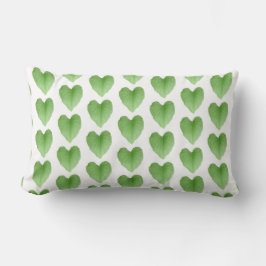 Modern Grönt Heart Löv Mönster på White Lumbarkudde