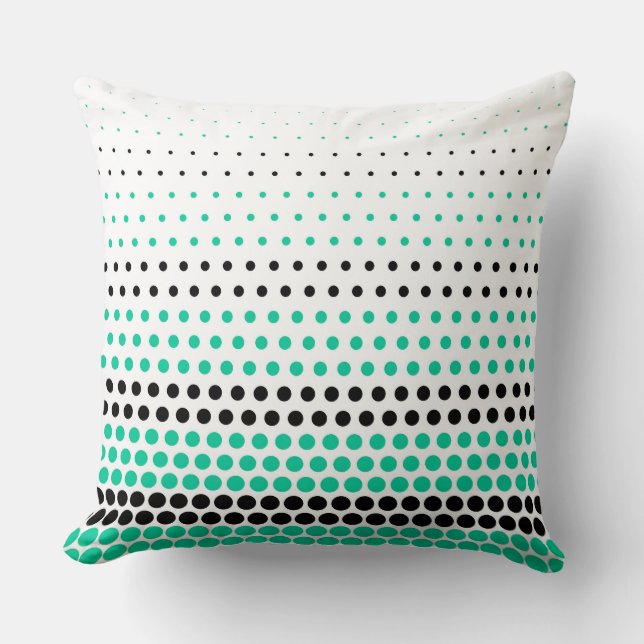 Modern Grönt i Karibien och Black Polka Dot Kudde (Framsida)