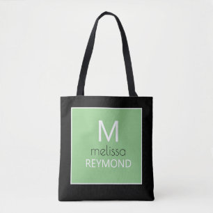 modern grönt i monogramsmynning svart tygkasse
