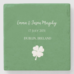 Modern Grönt Irish Fyrklöver Wedding Favor Stenunderlägg