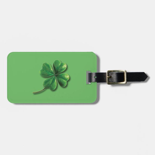 Modern Grönt Irish Shamrock Bagagebricka (Horisontell Framsida)