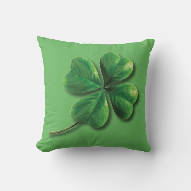 Modern Grönt Irish Shamrock Kudde (Framsida)