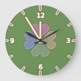 Modern Grönt Irish Shamrock, St. Patrick's Day Stor Klocka