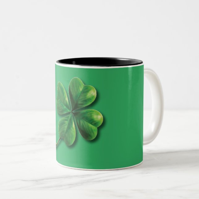 Modern Grönt Irish Shamrock Två-Tonad Mugg (Framsida höger)