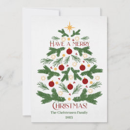 Modern Grönt Julgran Helgdag Card Julkort