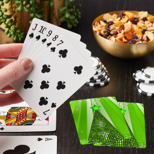 Modern Grönt Julgran med stjärnan Casinokort
