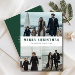Modern Grönt-jullfamiljens foto Nautical Beach Julkort<br><div class="desc">Sprid glädje den här julen med det här roligten-fotokortet! Det har en glad grönt färg och ett sött nautiska tema med segelbåtar. Perfekt för att dela skratt och kärlek,  detta kort fångar alla varma helgdag. Skicka den till vänner och familj för att  din lycka och fira säsongens magi tillsammans!</div>