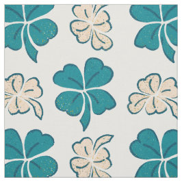 Modern Grönt Klöver Shamrock Teckning Mönster Tyg