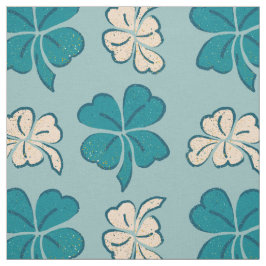 Modern Grönt Klöver Shamrock Teckning Mönster Tyg