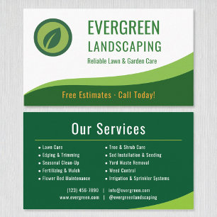 Modern Grönt Landscaping Gräsmatta Care Visitkort