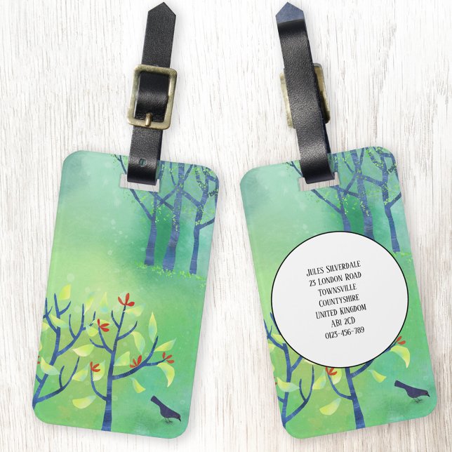 Modern Grönt Ligcape Art Personlig Bagagebricka (Modern landscape art green personalized luggage tag)