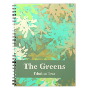 Modern Grönt Löv Abstrakt design Anteckningsbok