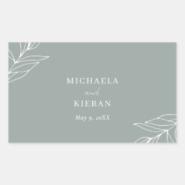 Modern Grönt Löv Garden Wedding Wedding Rektangulärt Klistermärke