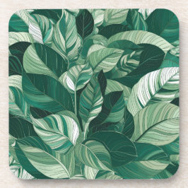 Modern Grönt Löv Mönster Underlägg