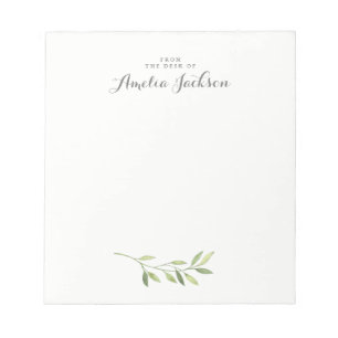 Modern Grönt Löv Personlig Stationery Anteckningsblock