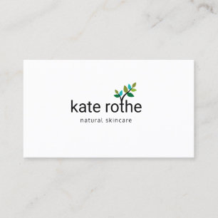 Modern Grönt Löv Sprig Natural Organic Beauty Visitkort