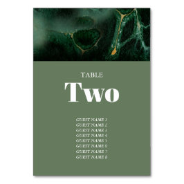 Modern Grönt Marble Monogram Bröllop Bordsnummer