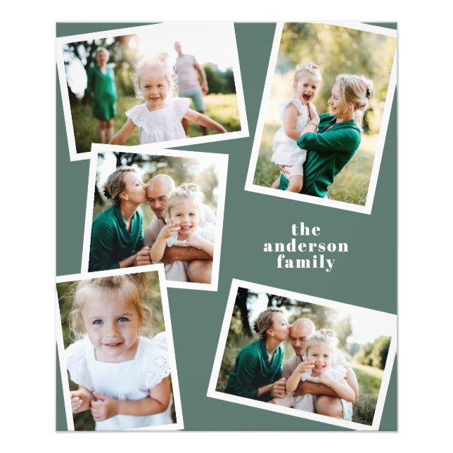 Modern grönt med flera fotofamiljers hemdekoder fototryck (Framsidan)