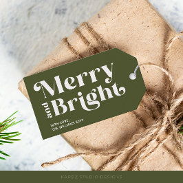 Modern Grönt - merry och Bright Gift-Märkre Presentetikett