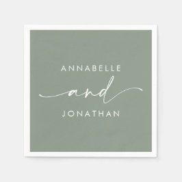 Modern grönt, minimal contemporary bröllop pappersservett
