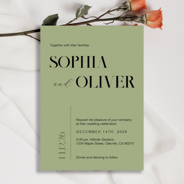 Modern grönt - minimalistisk typografi inbjudningar (Skapare uppladdad)