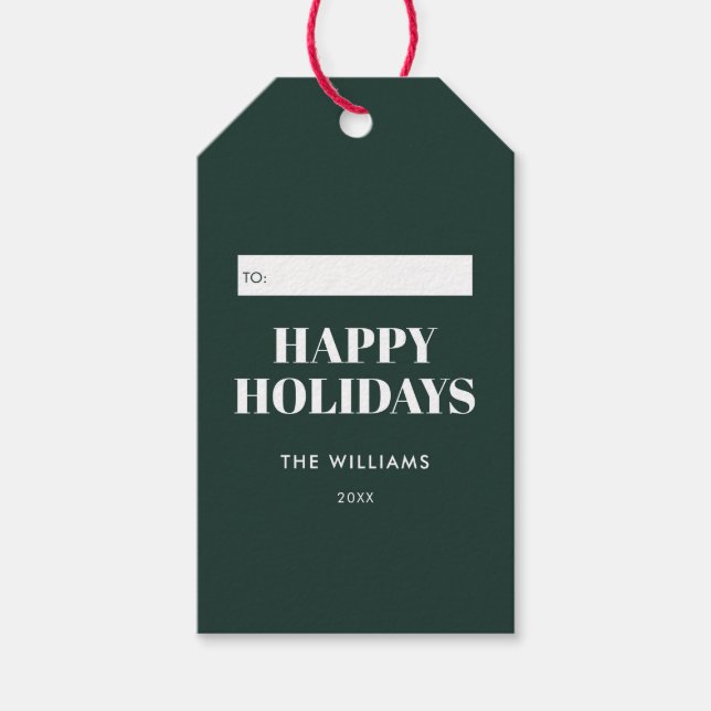 Modern Grönt - minimalistiskt Glad helg Presentetikett (Framsidan)
