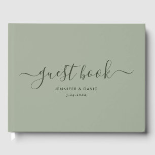 Modern Grönt - minimalistskript Bröllop Gästböcker