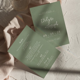 Modern Grönt - minimalt Boho - allt på en Bröllop Inbjudningar