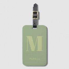 Modern Grönt - minimalt monogram - första Namn Bagagebricka