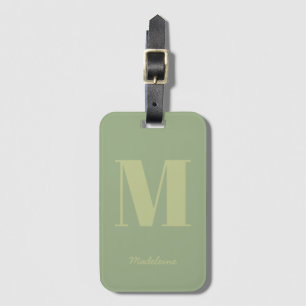 Modern Grönt - minimalt monogram - första Namn Bagagebricka
