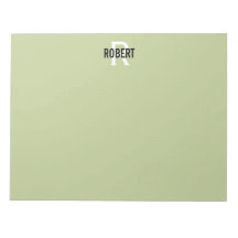 Modern grönt monogram namn anteckningsblock