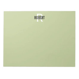 Modern grönt monogram namn anteckningsblock