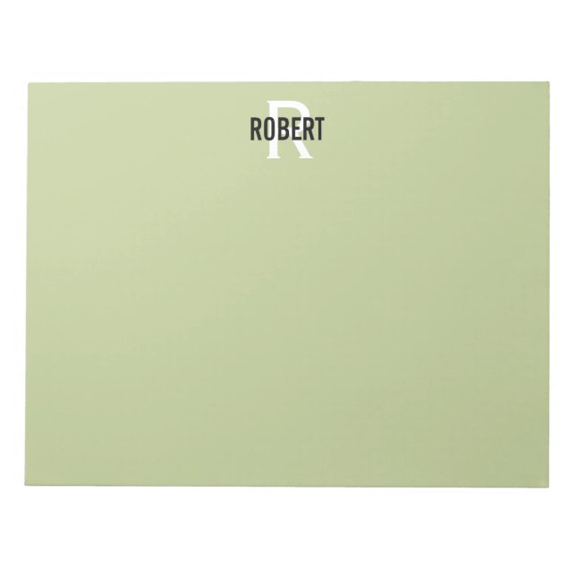 Modern grönt monogram namn anteckningsblock (Framsida)