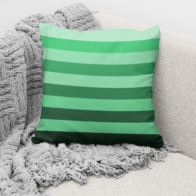 Modern Grönt, monokromt Färg-block stripe Kudde (Skapare uppladdad)
