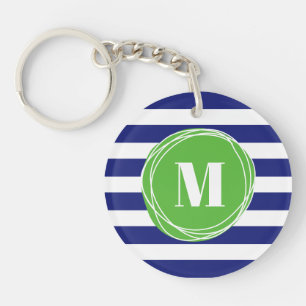Modern Grönt och blå Rand-monogram