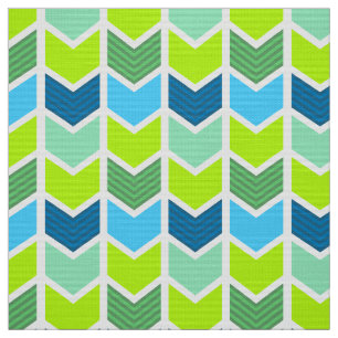 Modern Grönt och Blue Geometric Chevron Mönster Tyg