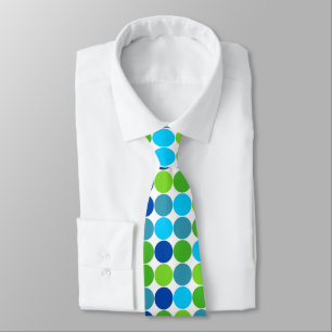 Modern Grönt och Blue Polka Dot Mönster Slips