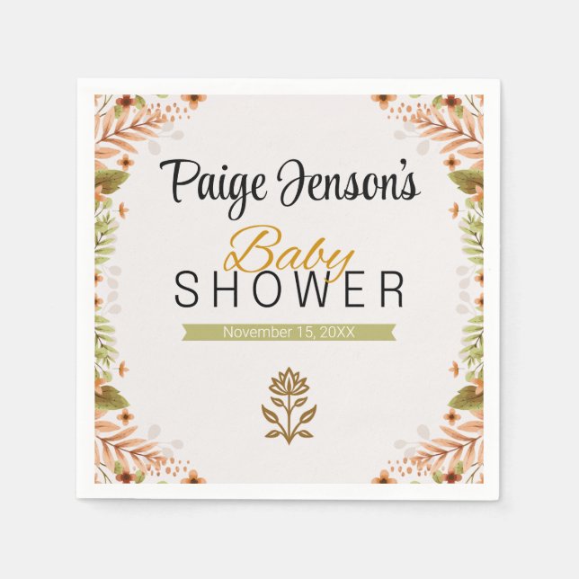 Modern Grönt och brun botanik Babykläder Pappersservett (Framsidan)