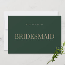Modern Grönt och Elegant - Bridesmaid Frieri kort