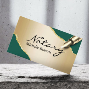 Modern Grönt och Guld för Mobile Notary Sigary Age Visitkort