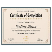 Modern Grönt- och Guld-intyg om slutförande