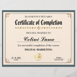 Modern Grönt- och Guld-intyg om slutförande